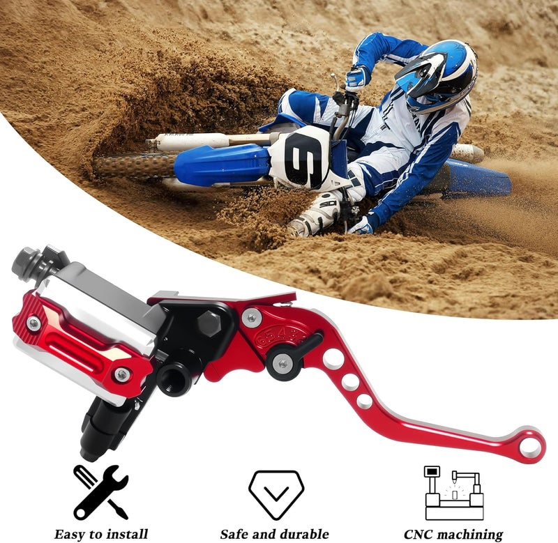 VUOZIP 7/8" 22mm Motorcycle Brake Lever Handlebar Master Cylinder Clutch Levers Left & Right Set + Hand Grips + Handlebar Ends Set for Harley Honda Kawasaki Suzuki Yamaha (Red) - Image 5